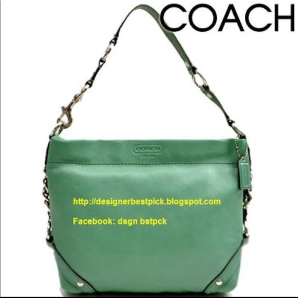 Coach Carly Jade green pebbled leather hobo bag - Picture 1 of 8